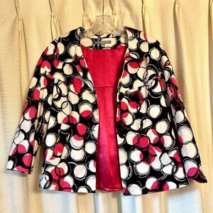 Sweet Swing Style Lined NY Collection 3/4 Sleeve Jacket Size L EUC